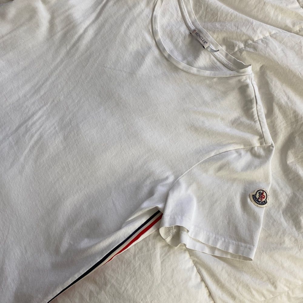 Moncler Tricolor Side-Stripe white Shirt Size S